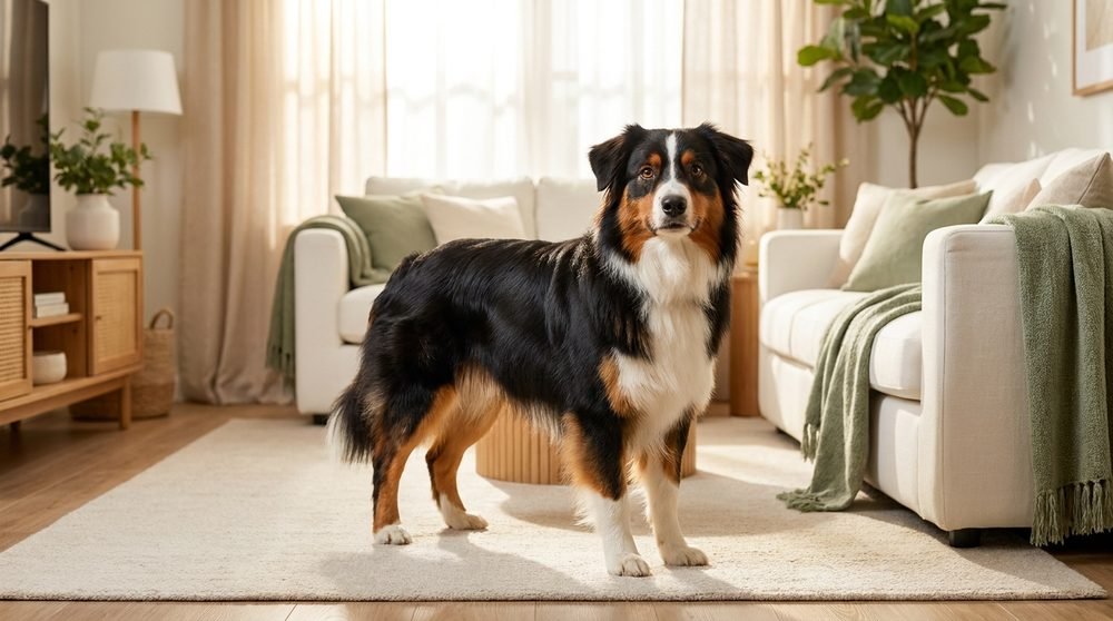 Australian Shepherd sano e attivo dal pelo lucido