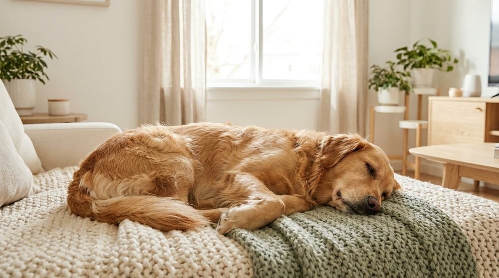 Cane che riposa tranquillo a casa