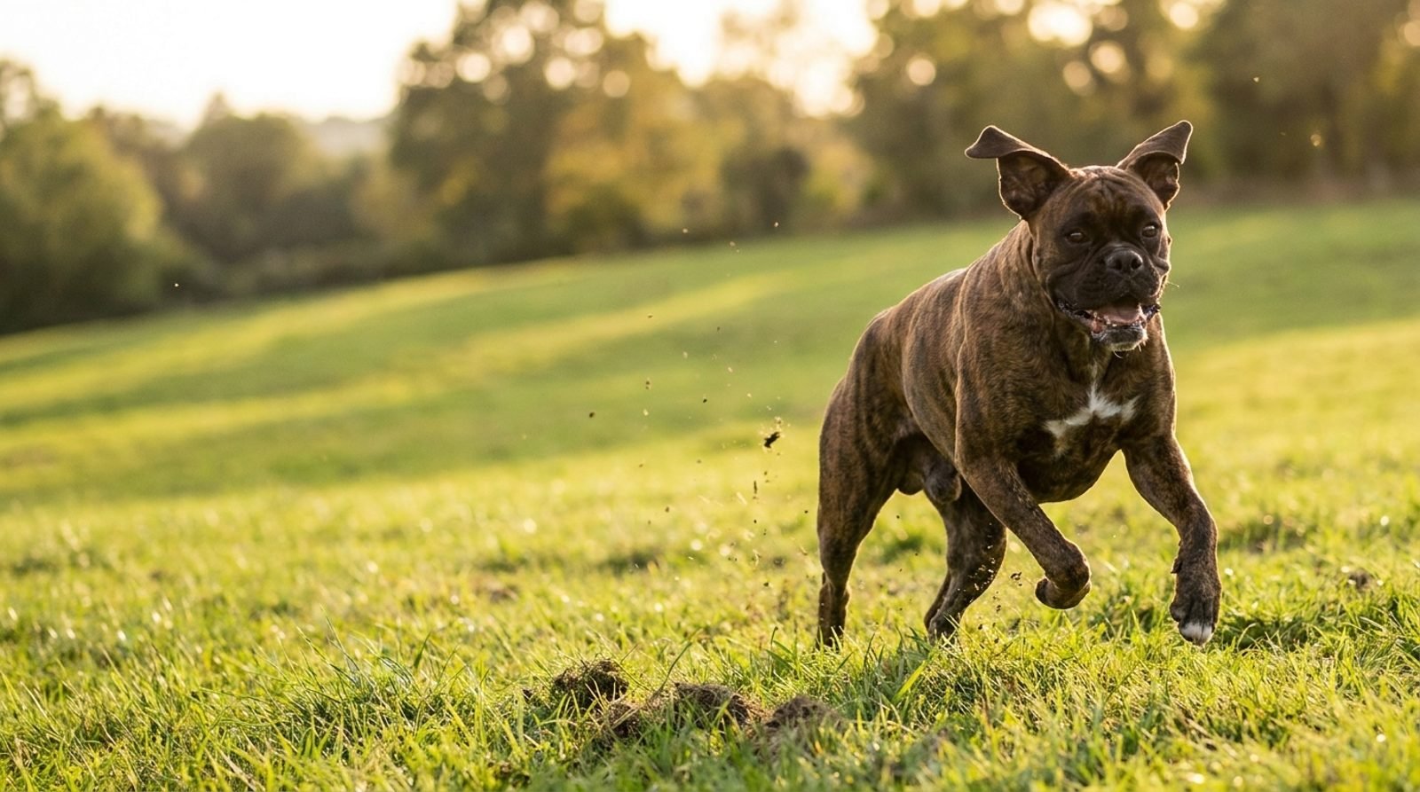 Boxer attivo che corre, articolazioni sane
