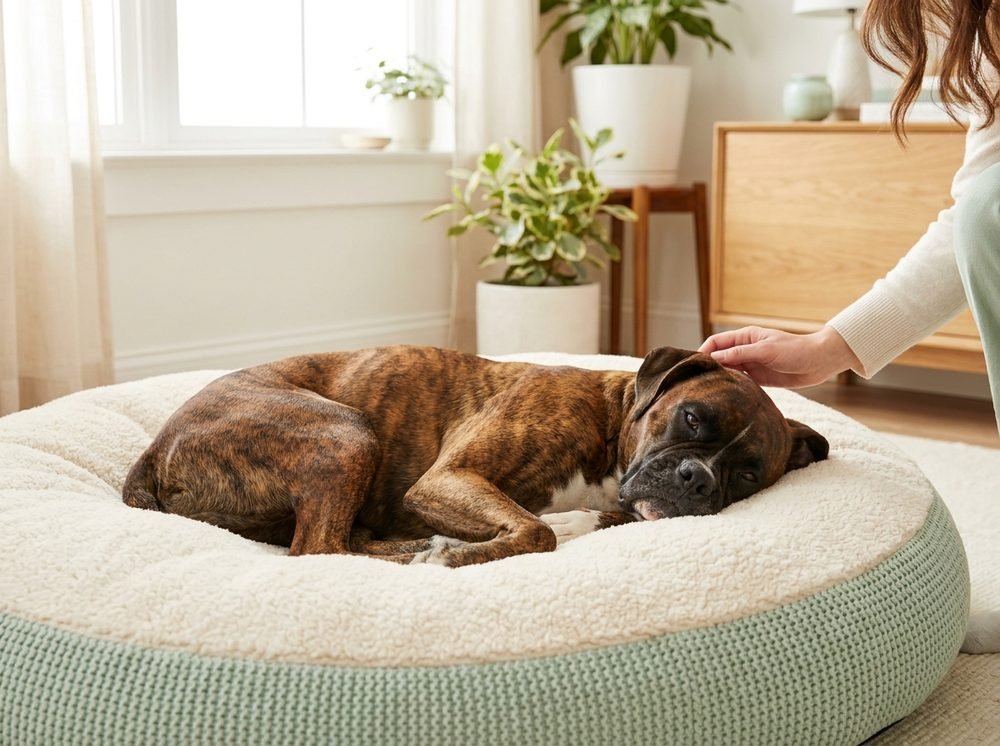 Cane Boxer a riposo monitorato