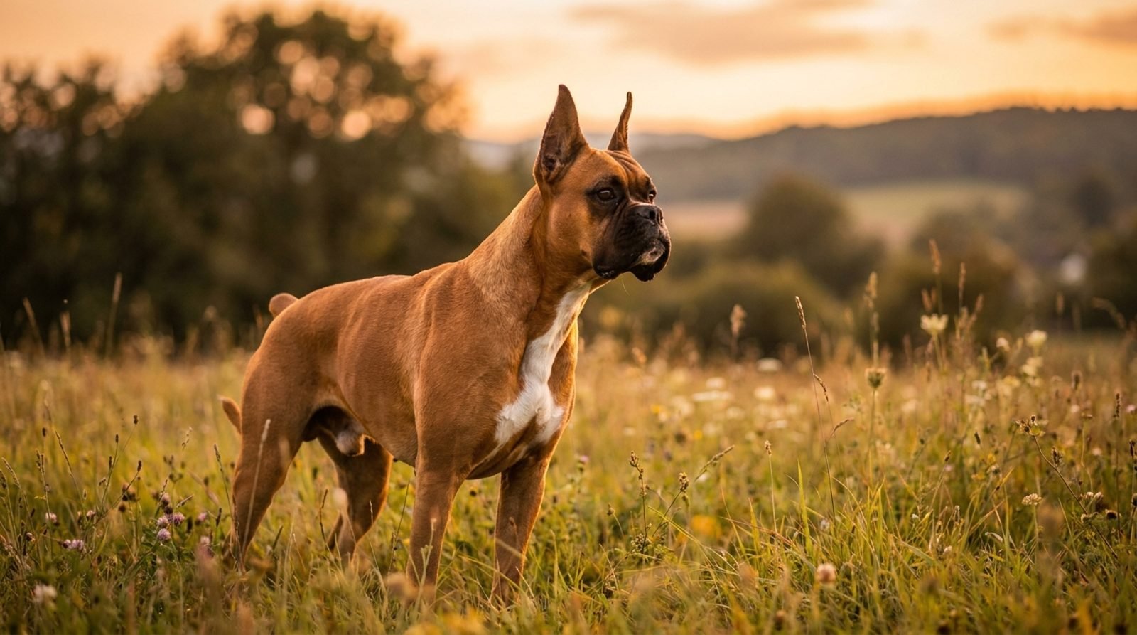 Boxer sano ed energico all'aperto
