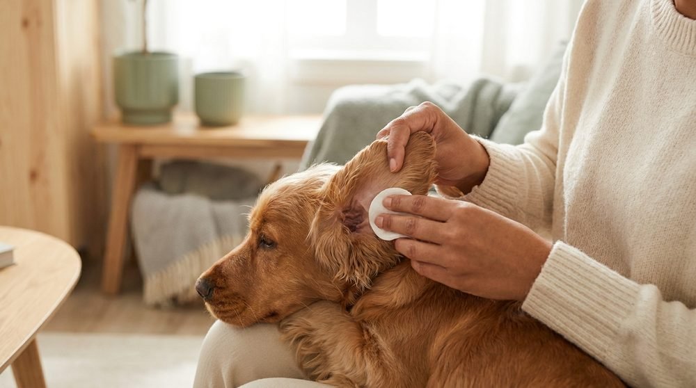 Pulizia delicata dell'orecchio del cane