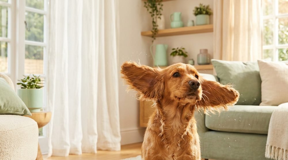 Cocker Spaniel sano che scuote la testa