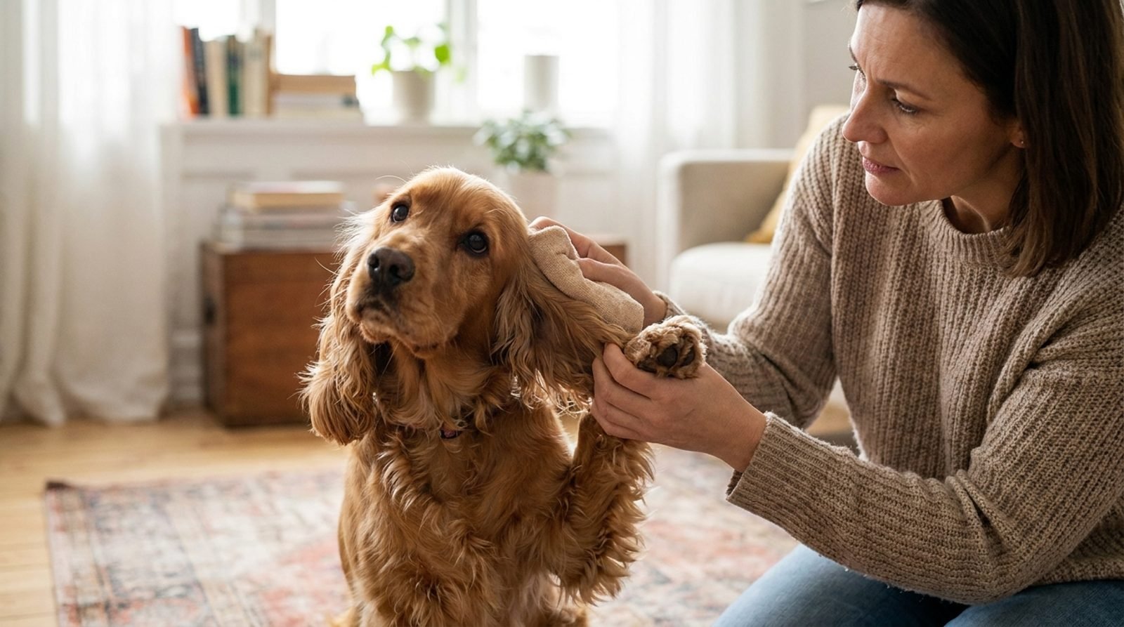 Cocker Spaniel con un orecchio infastidito