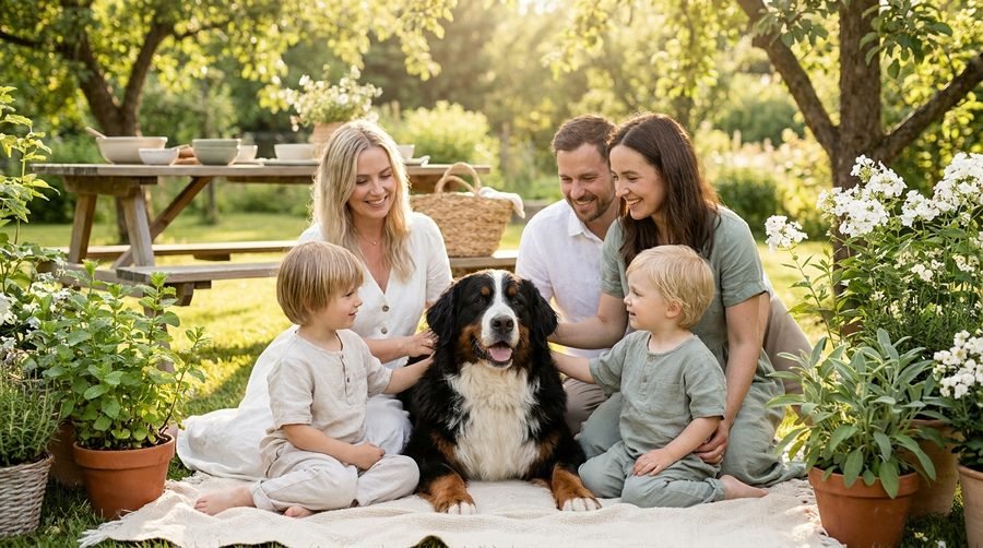 Cane di famiglia in salotto