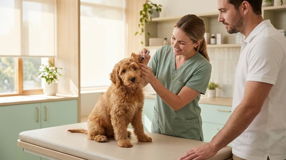 Cane giovane visitato dal veterinario