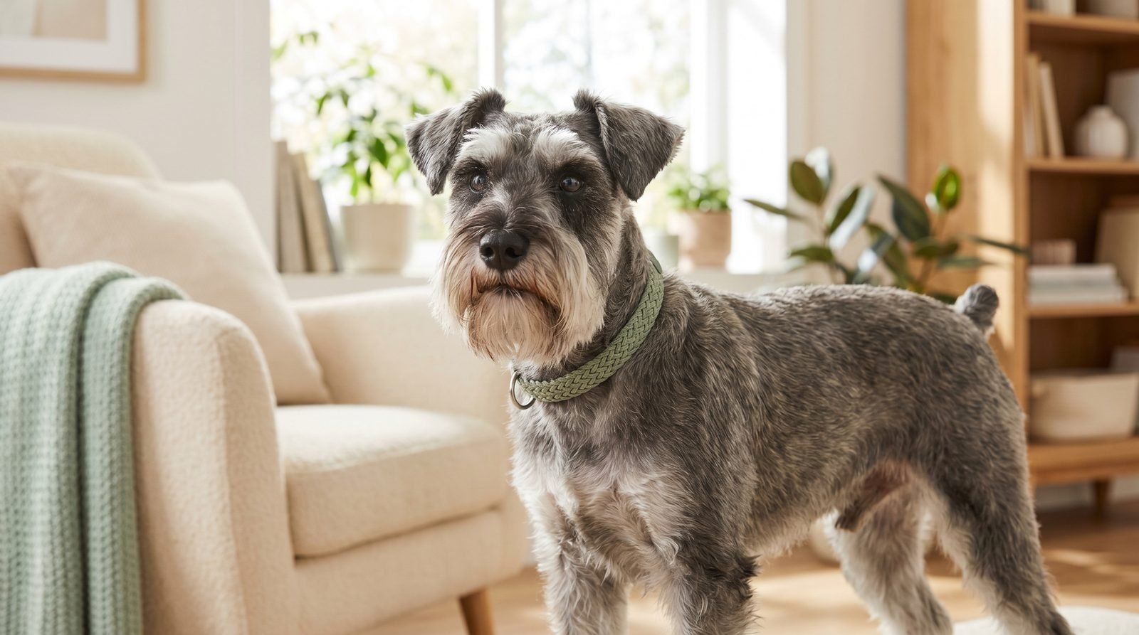Schnauzer anziano in salute e pieno di energia