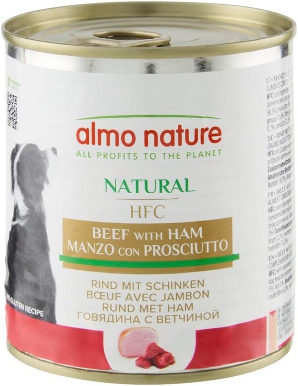 Lattina di cibo umido Almo Nature HFC Cuisine Manzo con Prosciutto per cani