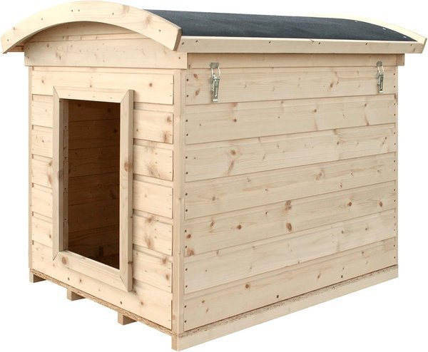 Timbela cuccia in legno da esterno per cani di piccola taglia con tetto staccabile