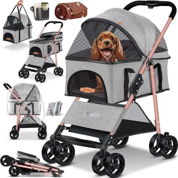 LOVPET passeggino per cani 2in1 con box trasporto staccabile