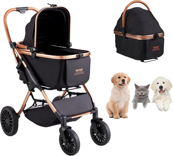 VEVOR passeggino per cani 4 ruote con trasportino staccabile