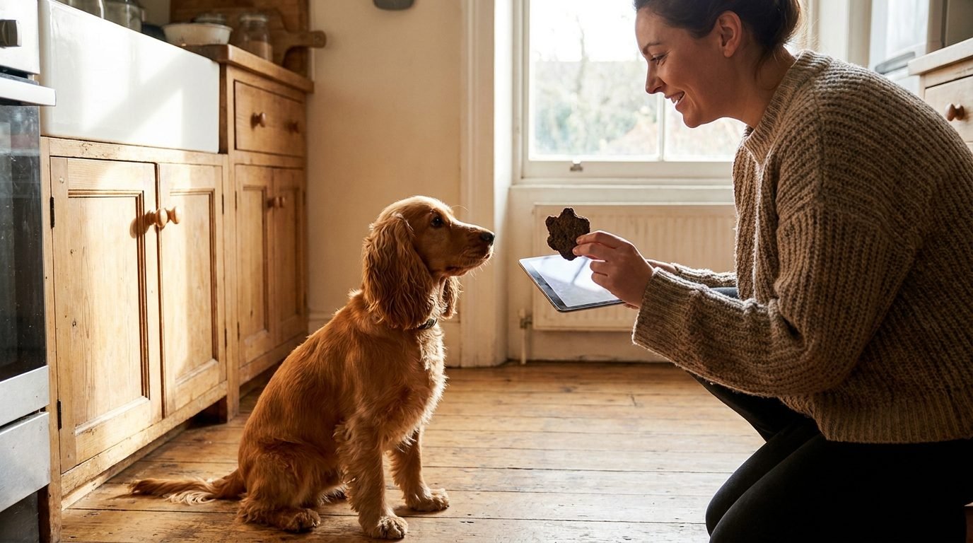 Cocker Spaniel che aspetta la compressa vermifuga nascosta in un bocconcino