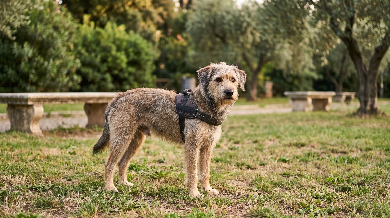 Castrazione del cane maschio: cane adulto in un parco italiano